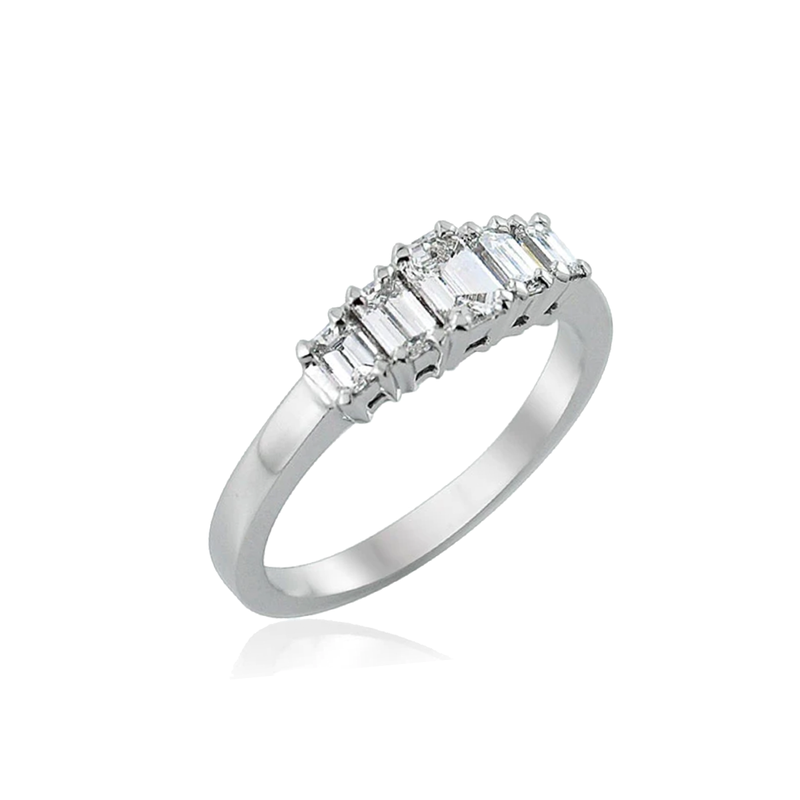 Steffans Baguette Cut Diamond 5 Stone Platinum Engagement Ring