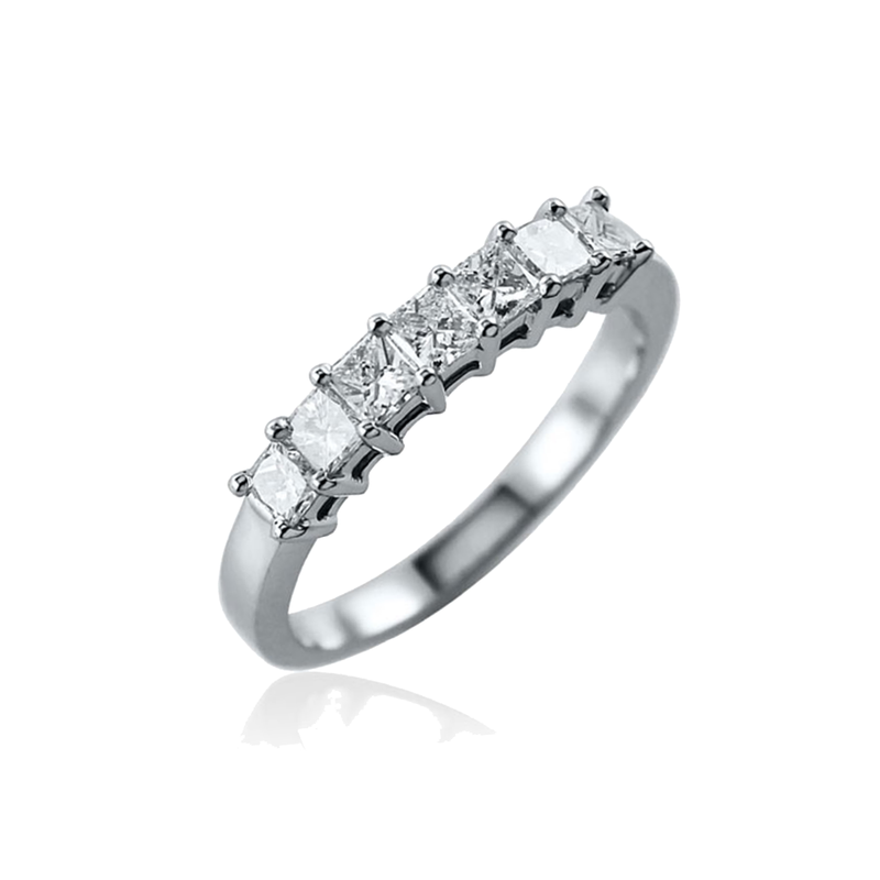 Steffans Princess Cut Diamond Claw Set Platinum Half Eternity Ring (0.75ct)