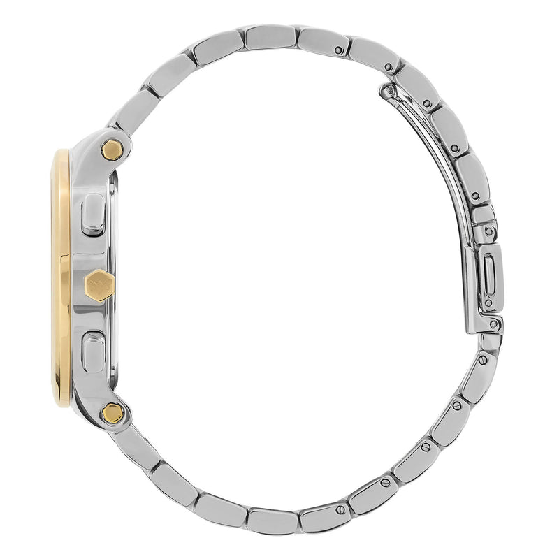 Olivia Burton Sports Luxe 38mm Multi-Function Metallic White & Two Tone Bracelet Watch