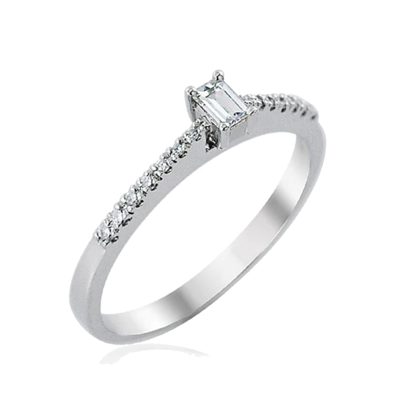 Steffans Baguette Cut Diamond, Platinum Solitaire Engagement Ring
