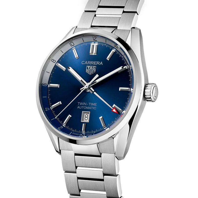 TAG Heuer Carrera Twin-time 41mm Blue Dial Automatic Men&