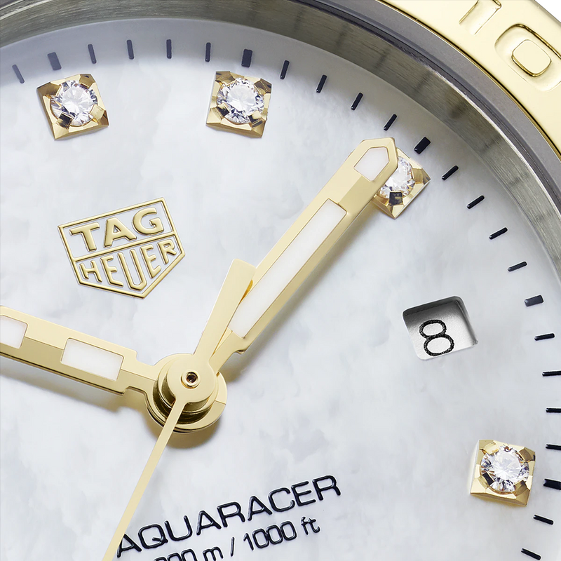 TAG Heuer Aquaracer 27mm Mother of Pearl Diamonds Dial Bi-Colour Quartz Ladies Watch