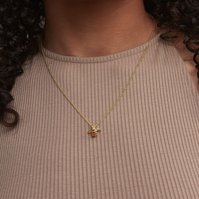 Clogau Citrine Gold Honey Bee Pendant Necklace