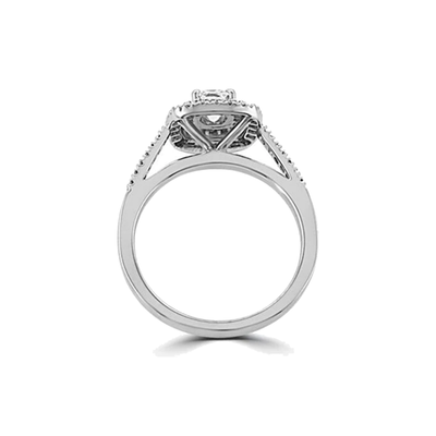 Steffans Cushion & RBC Diamond Double Frame Platinum Engagement Ring