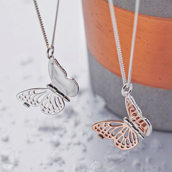 Steff Wildwood Silver & Diamond Folding Butterfly Pendant Necklace
