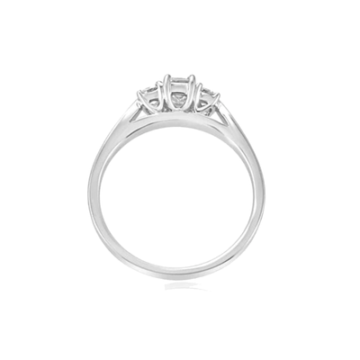 Steffans Emerald Cut & RBC Diamond 3 Stone Platinum Engagement Ring