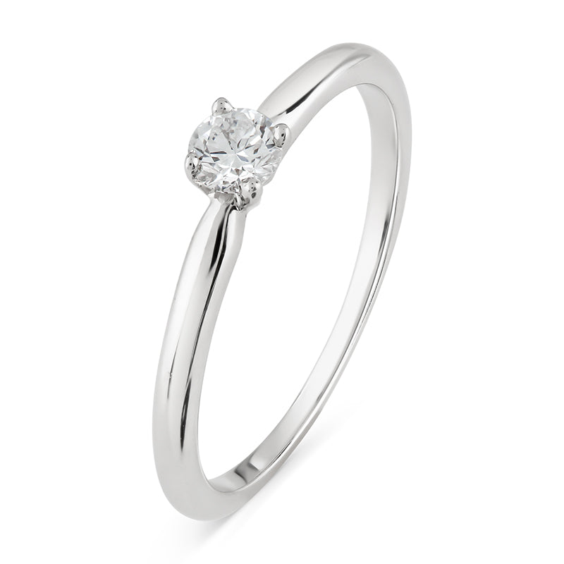 9ct White Gold Engagement Ring with 0.20ct Round Brilliant Diamond