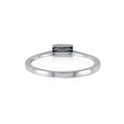 Steffans Baguette Cut Diamond Rub-Over, Platinum Solitaire Engagement Ring