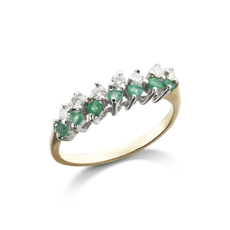 18ct White And Yellow Gold Diamond And Emerald Ring