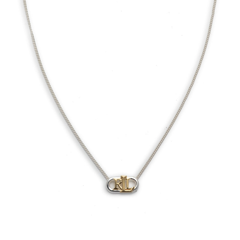 Lauren Ralph Lauren Logo Link Sterling Silver & Gold Vermeil Pendant Necklace