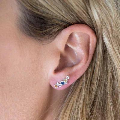 9ct White Gold & Multi-Coloured Sapphire Earrings - Steffans Jewellers