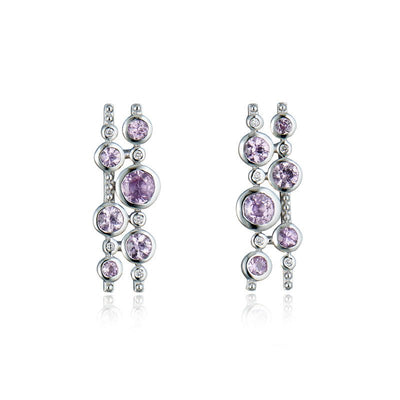 9ct White Gold & Pink Sapphire Climber Earrings - Steffans Jewellers