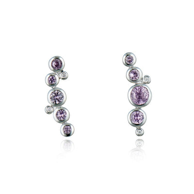 9ct White Gold & Pink Sapphire Earrings - Steffans Jewellers