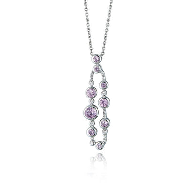 9ct White Gold & Pink Sapphire Loop Pendant Necklace - Steffans Jewellers