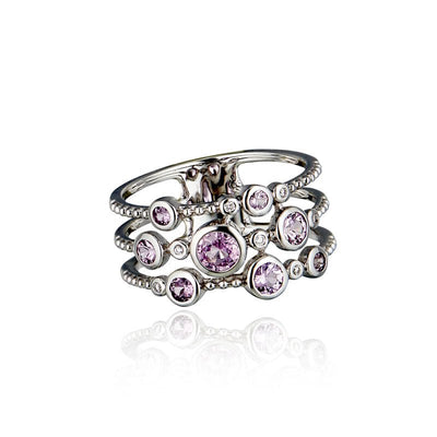 9ct White Gold & Pink Sapphire Multi-Stone Ring - Steffans Jewellers