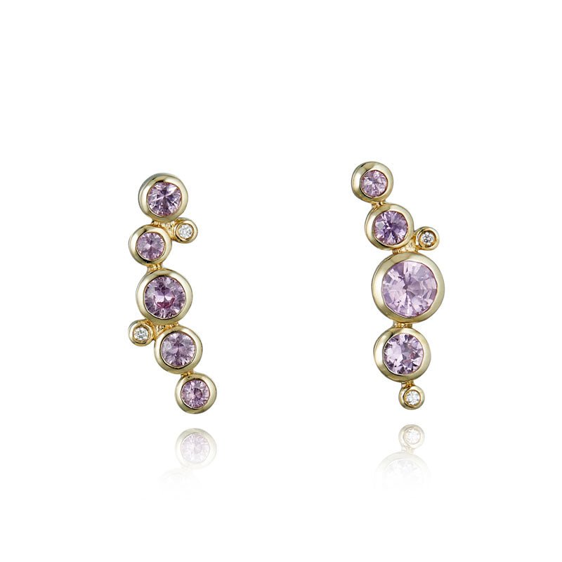 9ct Yellow Gold & Pink Sapphire Earrings - Steffans Jewellers