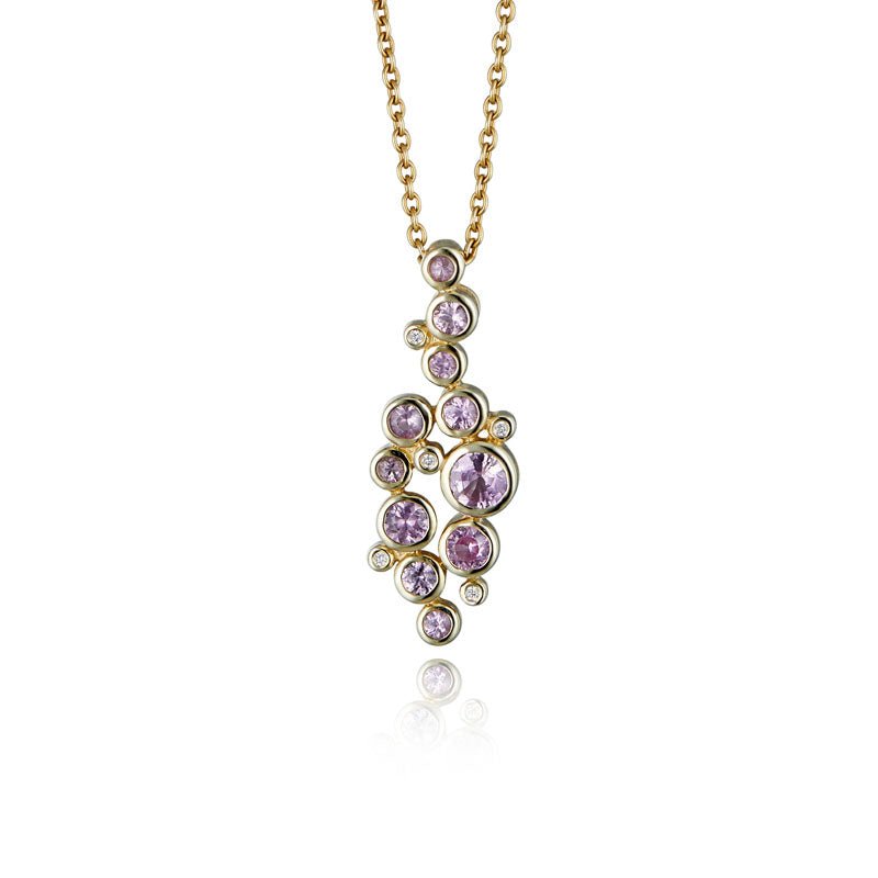 9ct Yellow Gold & Pink Sapphire Multi-Stone Pendant Necklace - Steffans Jewellers