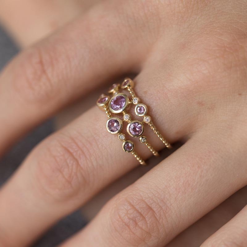 9ct Yellow Gold & Pink Sapphire Multi-Stone Ring - Steffans Jewellers