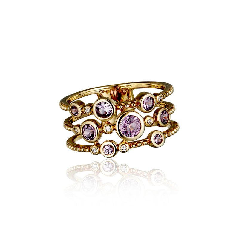 9ct Yellow Gold & Pink Sapphire Multi-Stone Ring - Steffans Jewellers