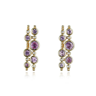 9ct Yellow Gold & Pink Sapphire Stud Earrings - Steffans Jewellers