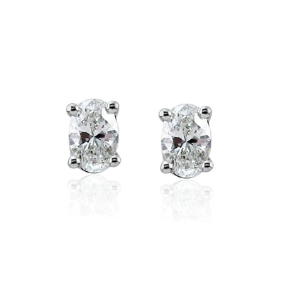 Steffans Oval Shaped Diamond Claw Set Platinum Stud Earrings (0.35ct)