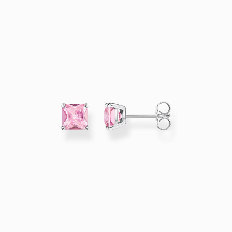 Thomas Sabo Silver Stud Earrings With Pink Stone
