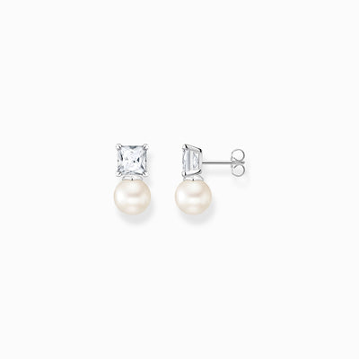 Thomas Sabo Ear Studs Pearl & White Stones Silver