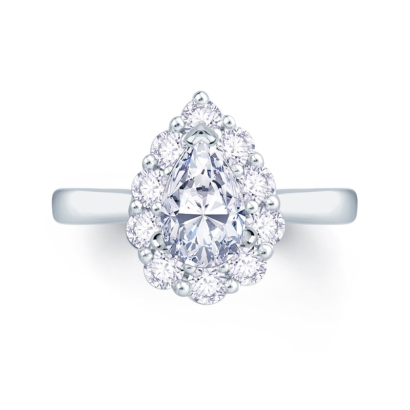 Platinum 95 points total , 50 points Pear Diamond Cluster Ring