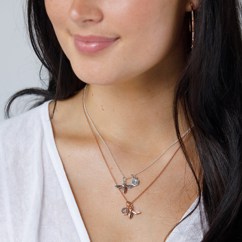Steff Wildwood Silver & Rose Gold Vermeil Bee Pendant with chain