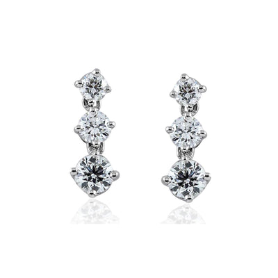 Steffancs RBC Diamond Claw Set Platinum Drop Earrings (0.70ct)