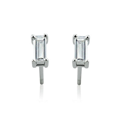 Steffans Baguette Cut Diamond Claw Set Platinum Stud Earrings (0.20cts)