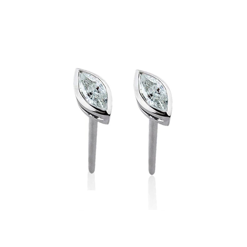 Steffans Marquise Cut Diamond Rub-Over Platinum Stud Earrings (0.18ct)