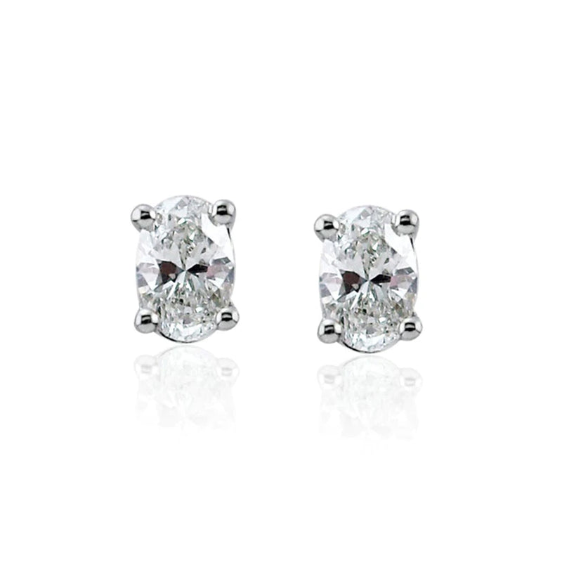 Steffans Oval Shaped Diamond Claw Set Platinum Stud Earrings (0.20cts)