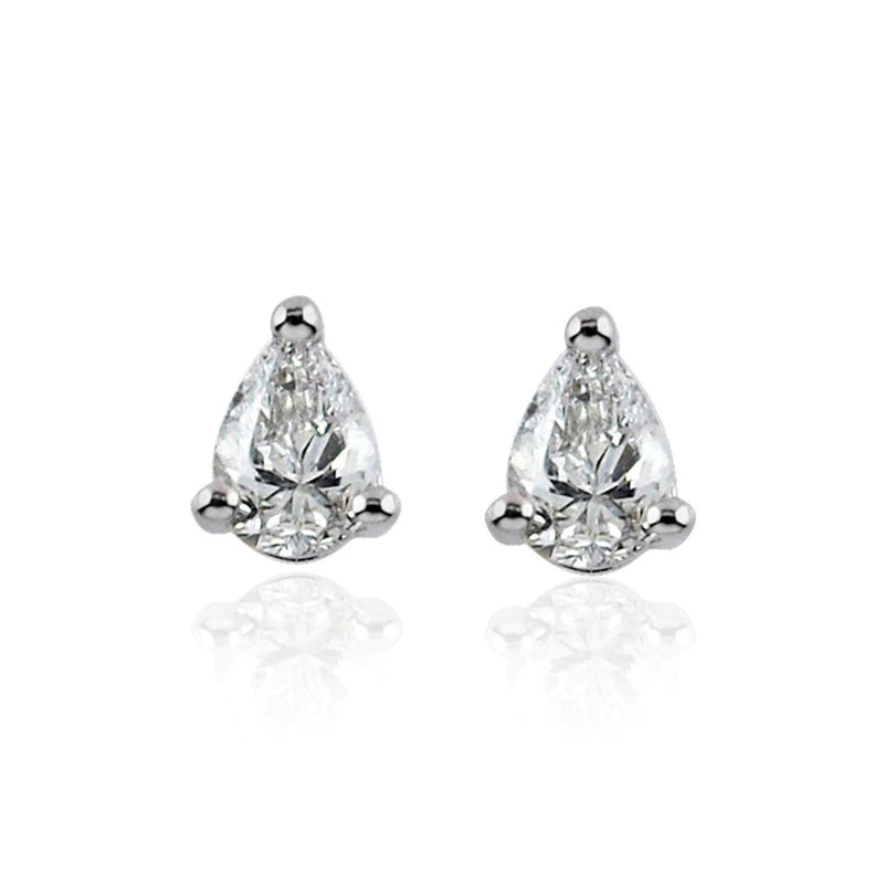 Steffans Pear Shaped Diamond Claw Set Platinum Stud Earrings (0.20cts)
