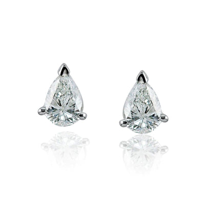 Steffans Pear Shaped Diamond Claw Set Platinum Stud Earrings (0.35ct)