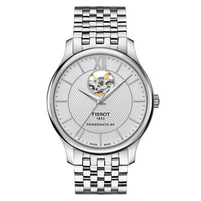 Tissot Tradition Powermatic 80 Open Heart 40mm Silver dial Automatic Men's Watch