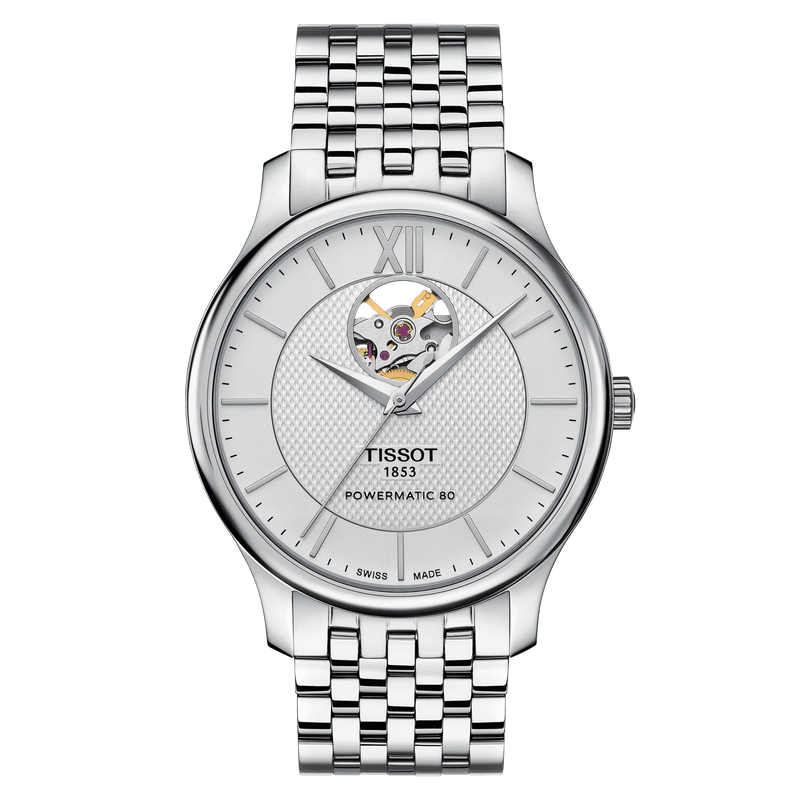 Tissot Tradition Powermatic 80 Open Heart 40mm Silver dial Automatic Men&