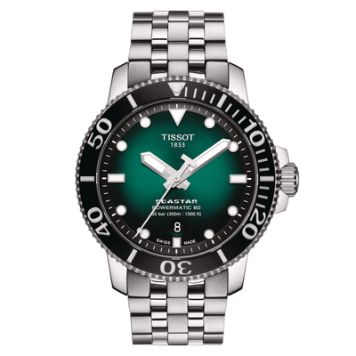 Tissot Seastar 1000 Powermatic 80 Black & Green Stainless Steel Men's Watch
