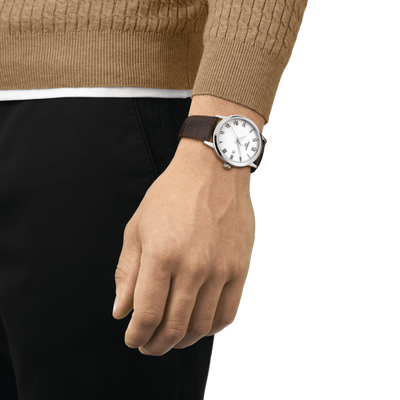 Tissot Classic Dream 42mm White Dial Leather Strap Quartz Men's Watch
