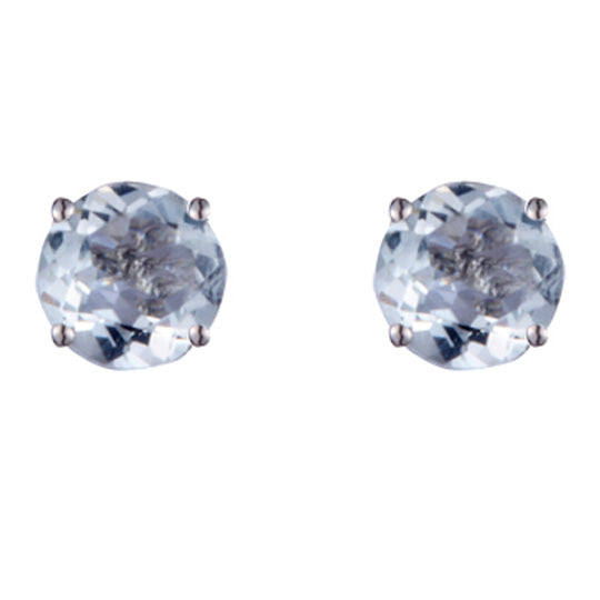 Steffans 9ct White Gold March Aquamarine Stud Earrings