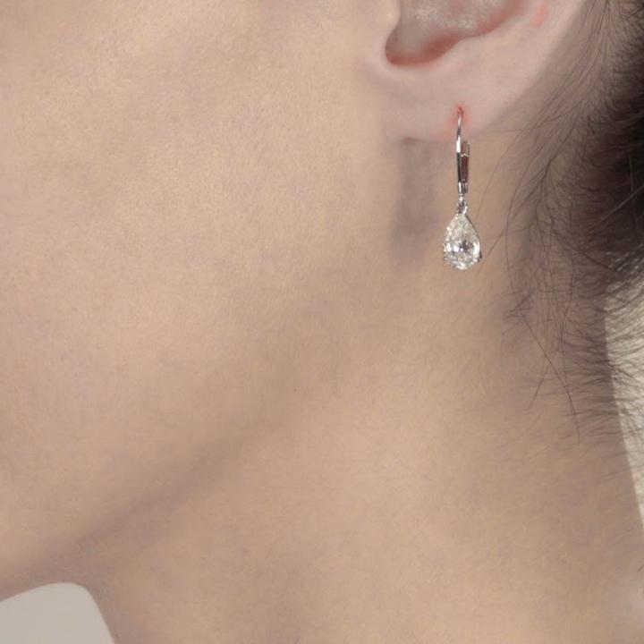 CARAT* London 9k White Gold 1.5ct Blythe Pear Drop Euroback Earrings - Steffans Jewellers