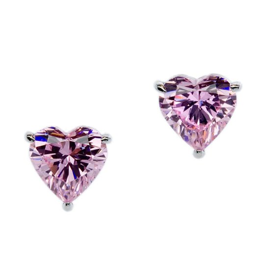 CARAT* London 9k White Gold 1ct Pink Camden Heart Studs - Steffans Jewellers