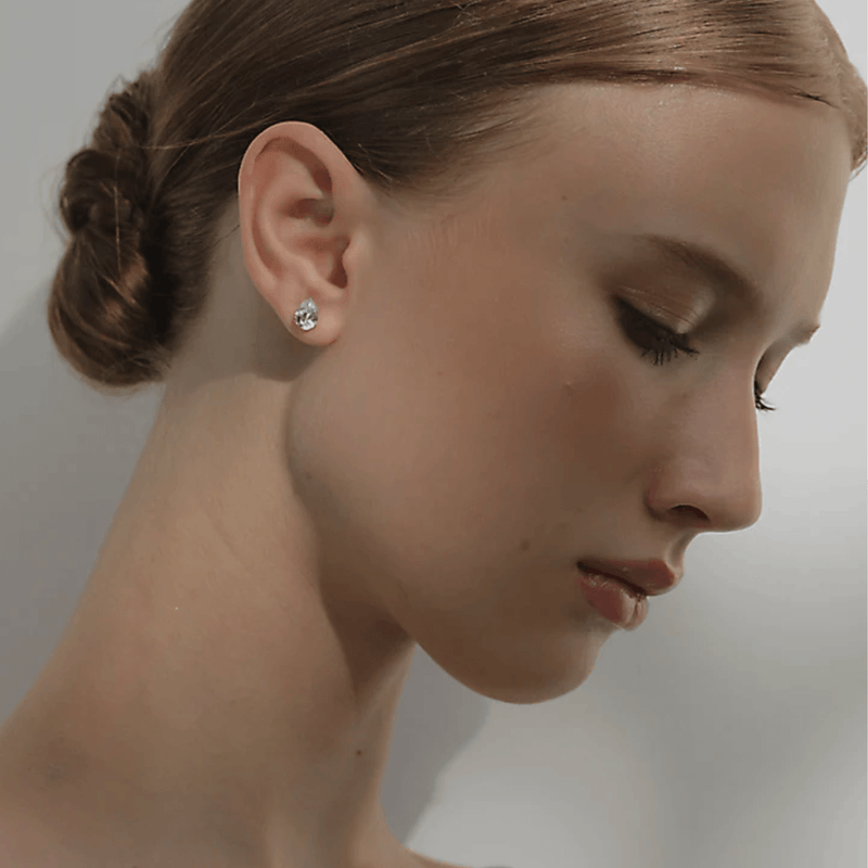 CARAT* London 9K White Gold Cecile Pear Stud Earrings - Steffans Jewellers