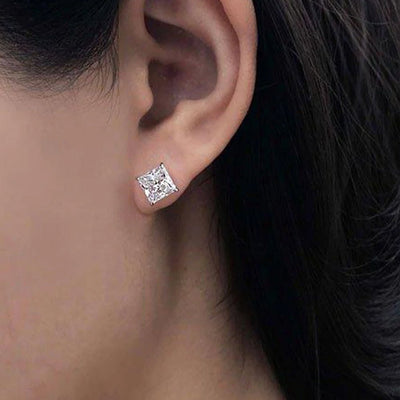 CARAT* London 9K White Gold Chester Princess Stud Earrings - Steffans Jewellers