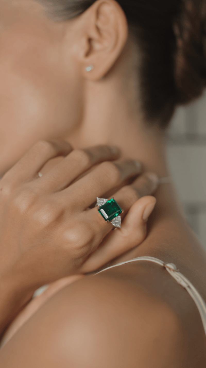 CARAT* London Adila Emerald Green Cocktail Ring - Steffans Jewellers