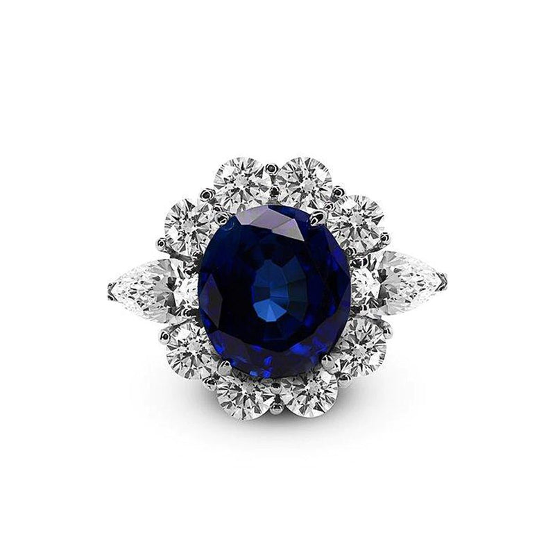 CARAT* London Carmine Sapphire Blue Oval Ring - Steffans Jewellers