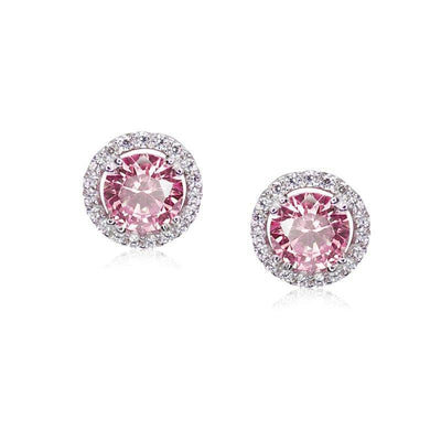 CARAT* London Gwen Round Borderset Stud Earrings In Pink - Steffans Jewellers