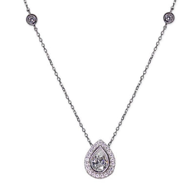 CARAT* London Sterling Silver Emile Pear Borderset Pendant Necklace - Steffans Jewellers
