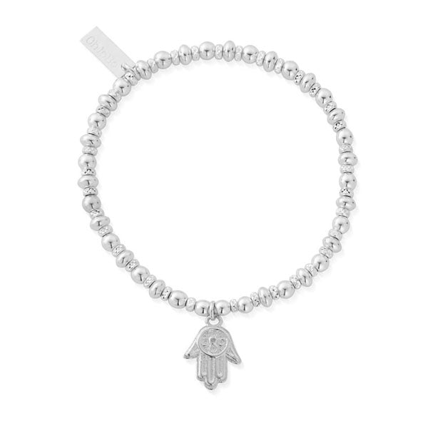 ChloBo Didi Silver Sparkle Hamsa Hand Charm Beaded Bracelet - Steffans Jewellers