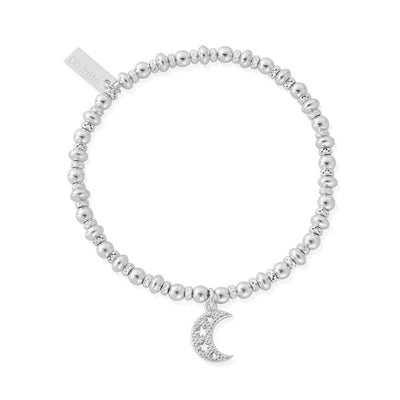 ChloBo Didi Silver Sparkle Moon Charm Beaded Bracelet - Steffans Jewellers